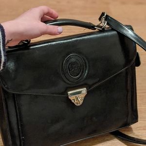 Vintage | Black Leather  Business Purse